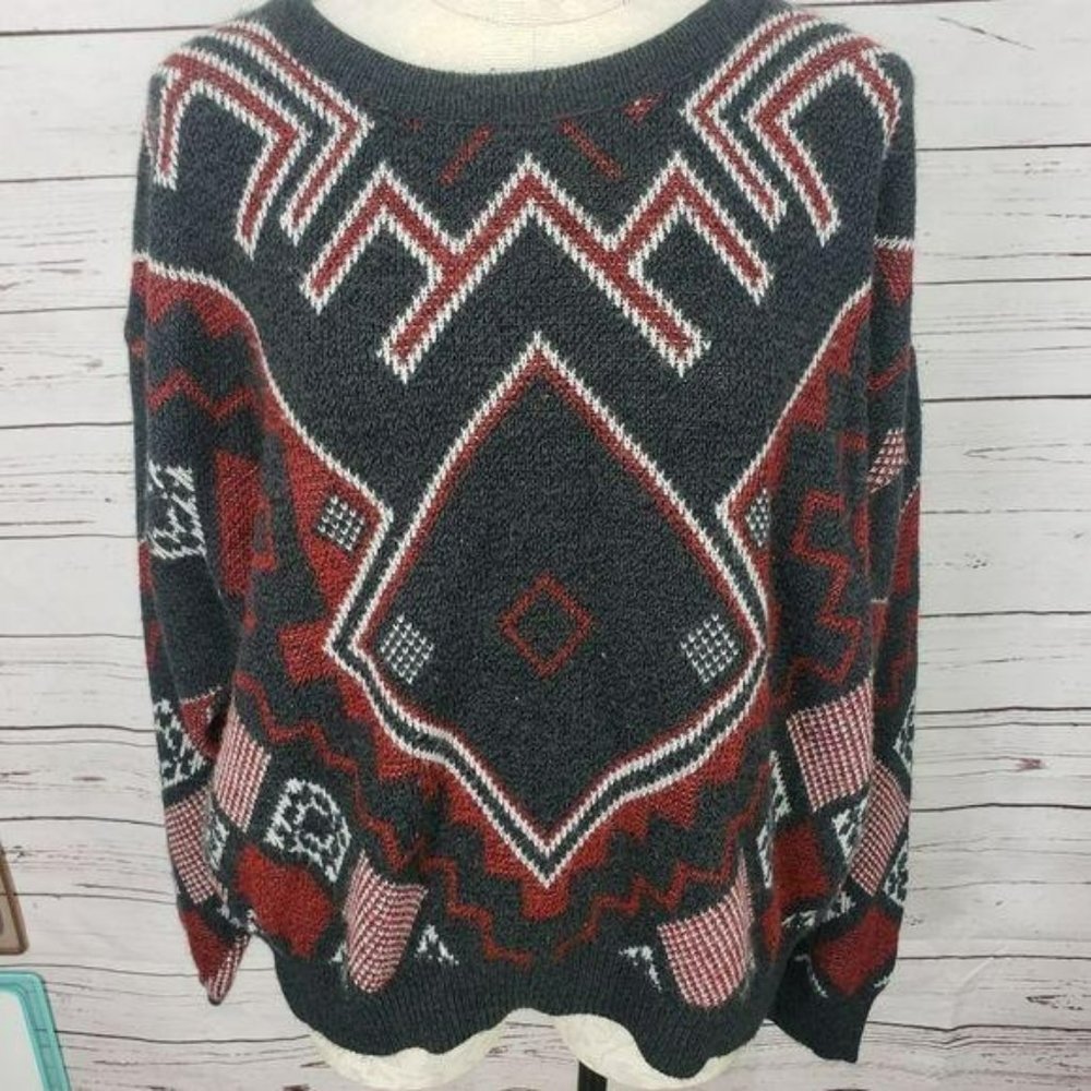Jantzen Size XL Red and Black Made in USA Sweater